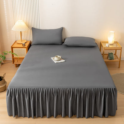 Gonna letto tinta unita Ownkoti - Grigio scuro - 2 federe - 48cm x 74cm - image 8