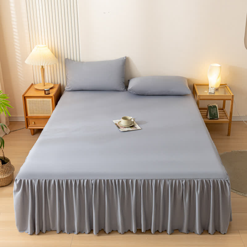 Gonna letto tinta unita Ownkoti - Grigio chiaro - 2 federe - 48cm x 74cm - image 7