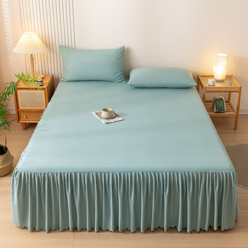 Gonna letto tinta unita Ownkoti - Verde - 2 federe - 48cm x 74cm - image 1