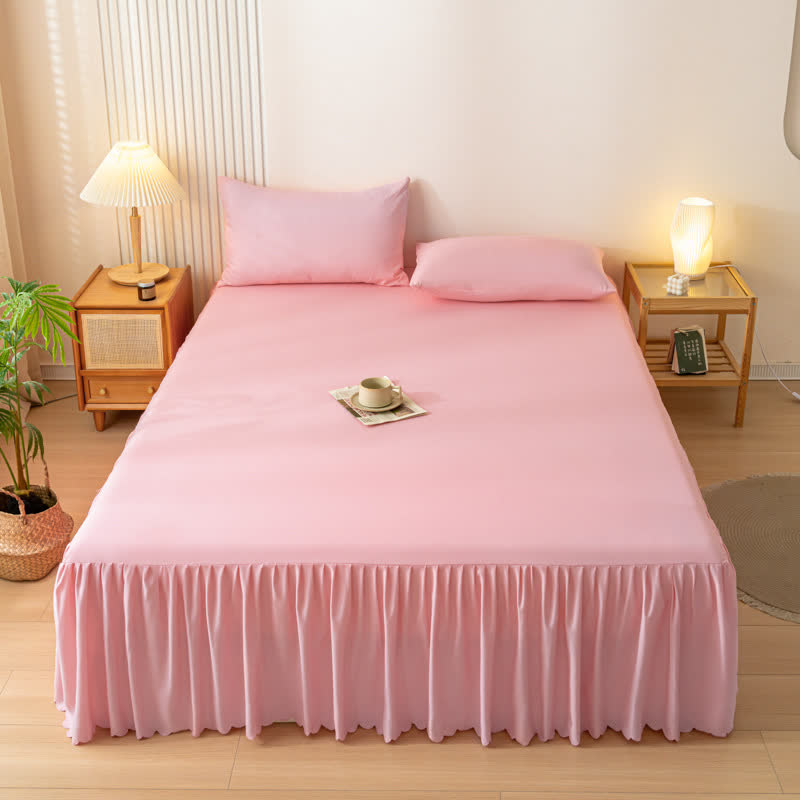 Gonna letto tinta unita Ownkoti - Rosa chiaro - 2 federe - 48cm x 74cm - image 3