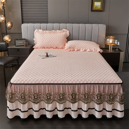 Lenzuolo trapuntato Ownkoti con gonna da letto rimovibile - Rosa chiaro - 2 federe - 48cm x 74cm - image 11