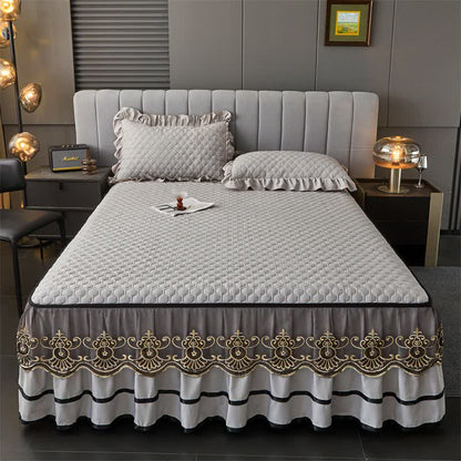 Lenzuolo trapuntato Ownkoti con gonna da letto rimovibile - Grigio - 2 federe - 48cm x 74cm - image 12