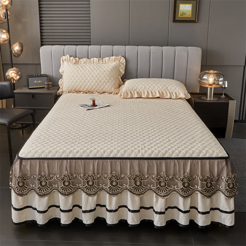 Lenzuolo trapuntato Ownkoti con gonna da letto rimovibile - Champagne - 2 federe - 48cm x 74cm - image 10