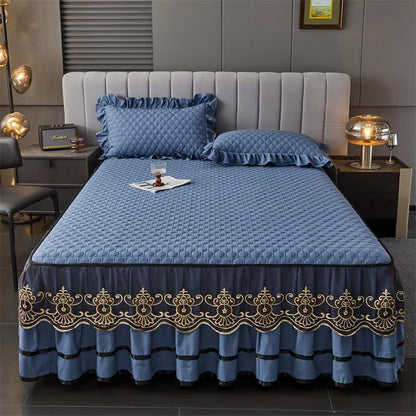Lenzuolo trapuntato Ownkoti con gonna da letto rimovibile - Blu reale - 2 federe - 48cm x 74cm - image 6