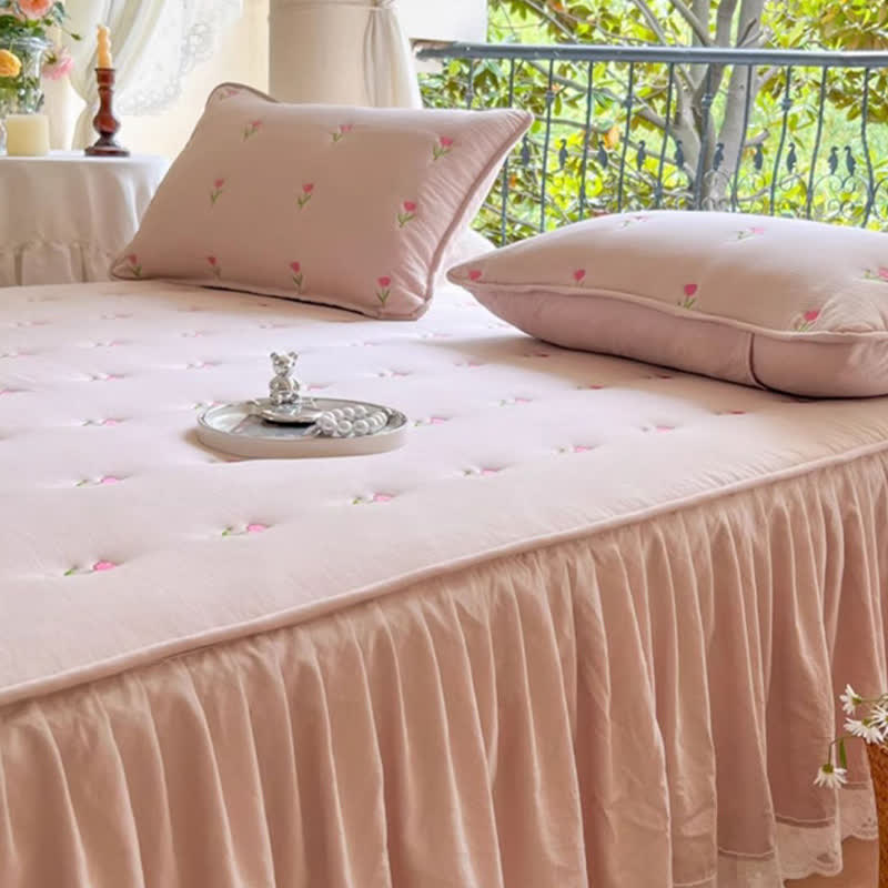 Gonna da letto ricamata con motivo tulipano Ownkoti - image 4
