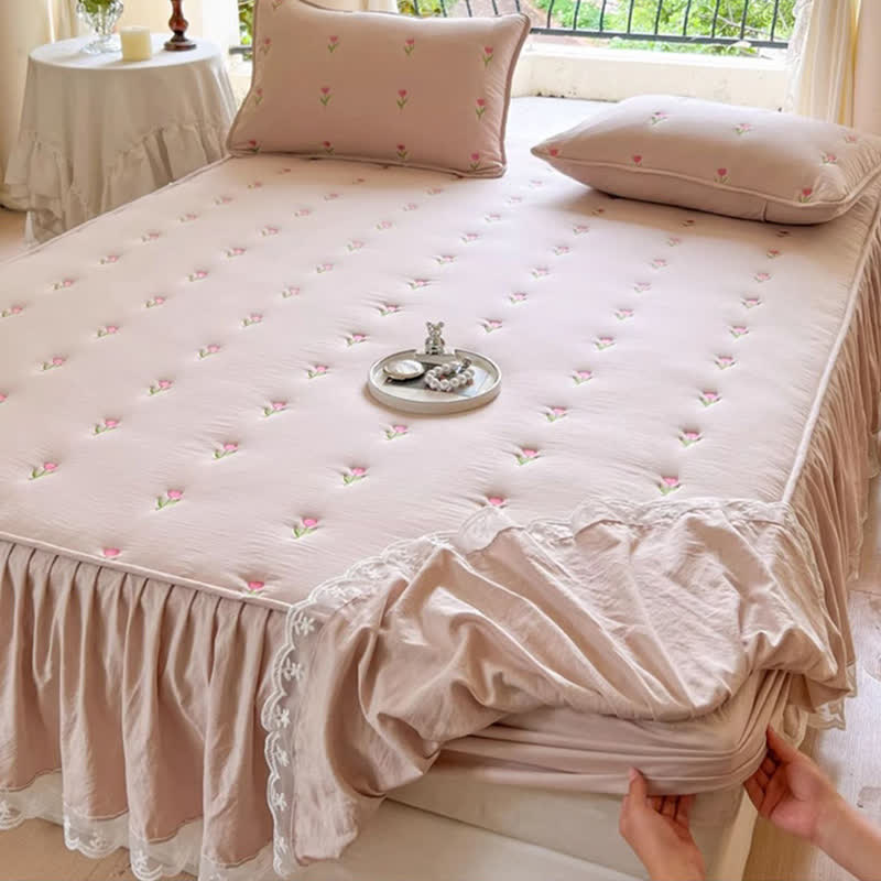 Gonna da letto ricamata con motivo tulipano Ownkoti - image 3