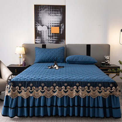 Lenzuolo con gonna da letto trapuntata in pizzo a forma di cuore Ownkoti - image 1