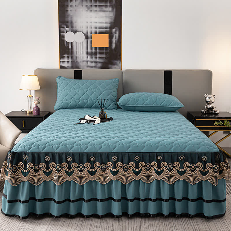 Lenzuolo con gonna da letto trapuntata in pizzo a forma di cuore Ownkoti - image 13