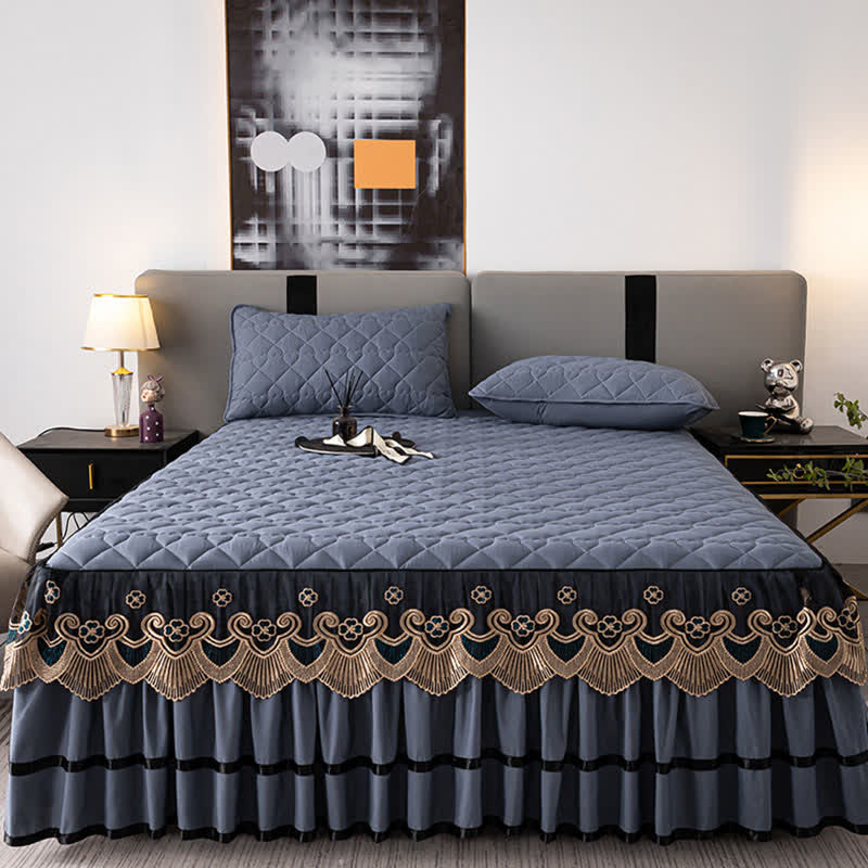 Lenzuolo con gonna da letto trapuntata in pizzo a forma di cuore Ownkoti - image 7