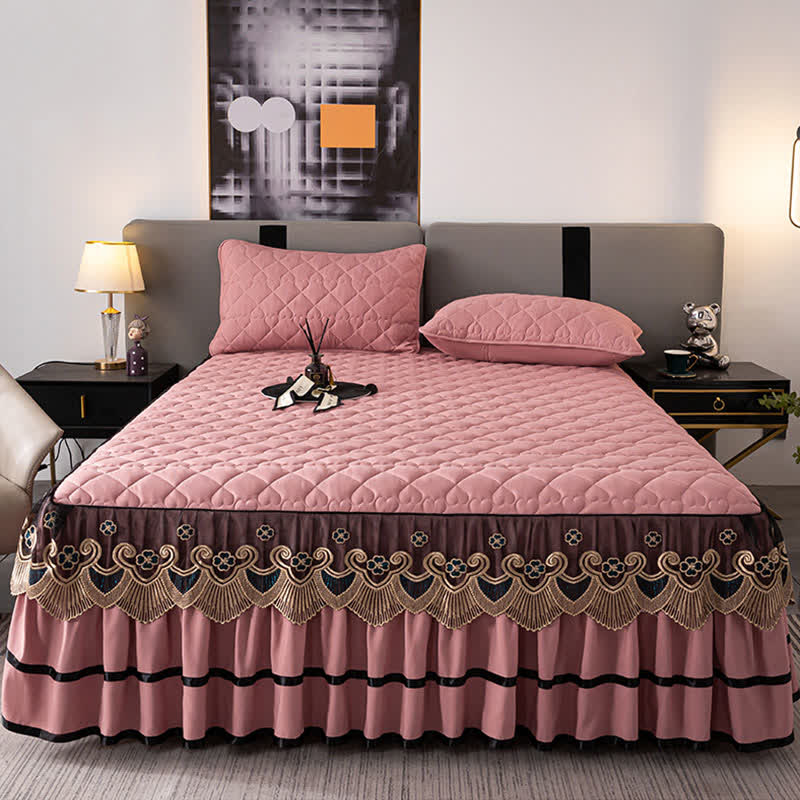 Lenzuolo con gonna da letto trapuntata in pizzo a forma di cuore Ownkoti - image 11
