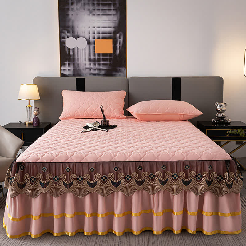 Lenzuolo con gonna da letto trapuntata in pizzo a forma di cuore Ownkoti - image 3