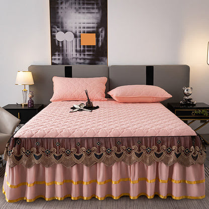 Lenzuolo con gonna da letto trapuntata in pizzo a forma di cuore Ownkoti - image 3