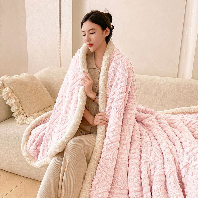 Coperta calda in pile Sherpa floreale di peluche - image 5