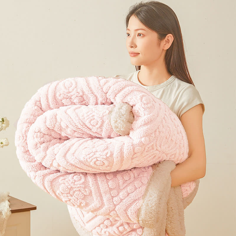 Coperta calda in pile Sherpa floreale di peluche - image 2