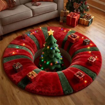 Tappeto effetto albero di Natale 3D Ownkoti - Albero di Natale - 140cm x 140cm - image 0