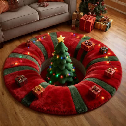 Tappeto effetto albero di Natale 3D Ownkoti - Albero di Natale - 140cm x 140cm - image 0