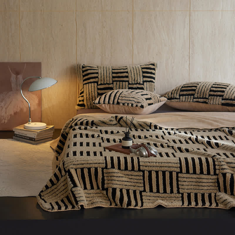 Coperta in pile geometrico Jacquard Ownkoti - Caffè e nero - Matrimoniale - image 9