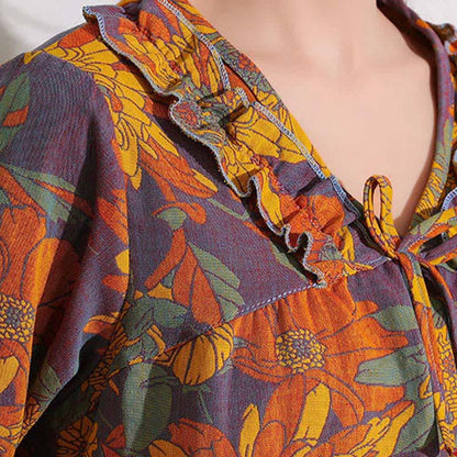 Ownkoti Chrysanthemum Jacquard Ruffled Cotton Loungewear - image 3