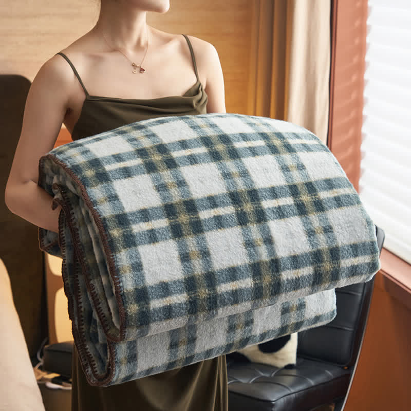 Coperta multiuso in pile reversibile a quadri classici Ownkoti - Grigio e blu - Matrimoniale - image 29