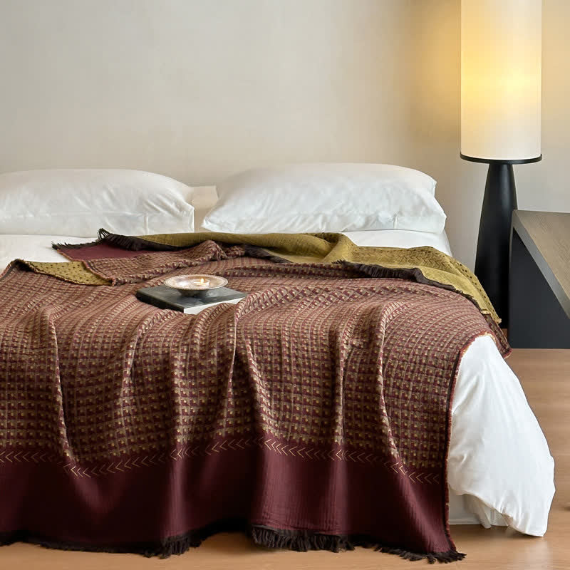 Coperta multiuso in jacquard di cotone vintage Ownkoti - Vino - 140cm L x 75"L - image 0