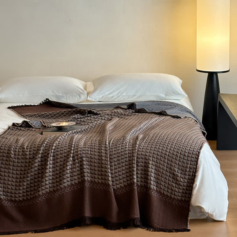 Coperta multiuso in jacquard di cotone vintage Ownkoti - Cioccolato - 140cm L x 75"L - image 23