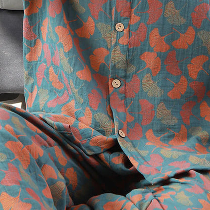 Completo da notte in cotone jacquard con foglie di ginkgo Ownkoti - image 4