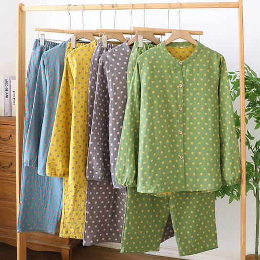 Ownkoti Grid Cotton Garze Maniche Lunghe Loungewear - image 0