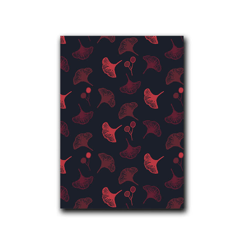 Dipinto decorativo in stile naturale con foglie di ginkgo di Ownkoti - Nero e rosso - 40cm x 60cm - image 3