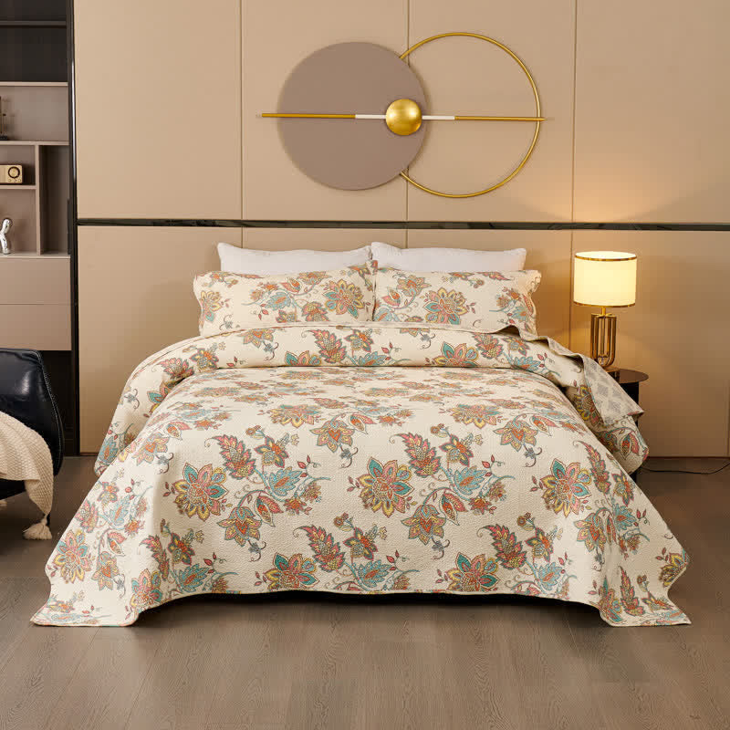 Set copriletto trapuntato in cotone naturale con motivo Paisley Ownkoti (3 pezzi) - image 1
