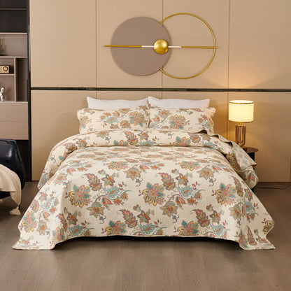 Set copriletto trapuntato in cotone naturale con motivo Paisley Ownkoti (3 pezzi) - image 1