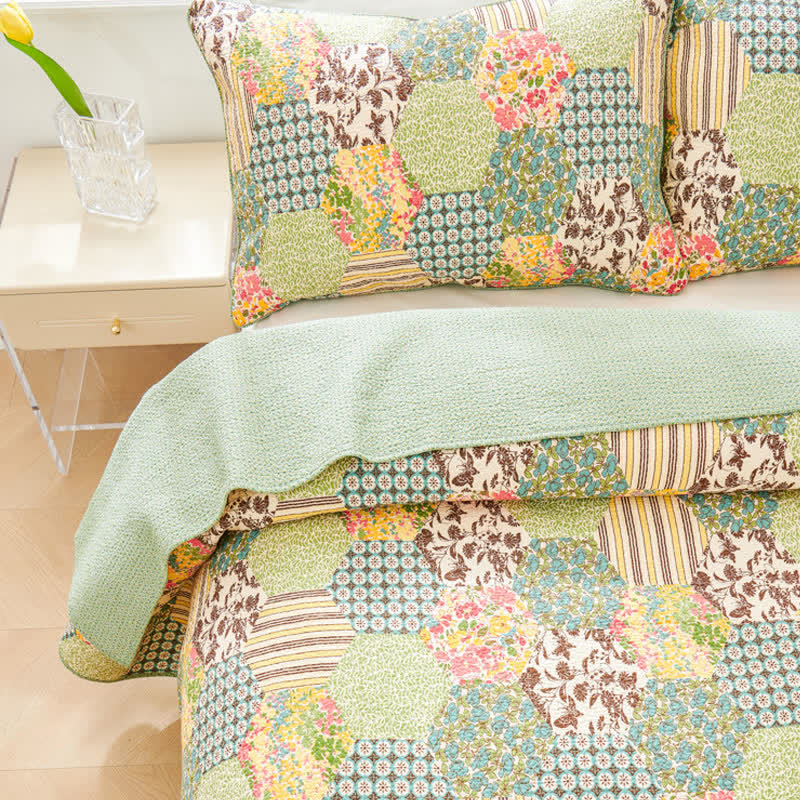 Set copriletto trapuntato in cotone patchwork Ownkoti (3 pezzi) - image 4