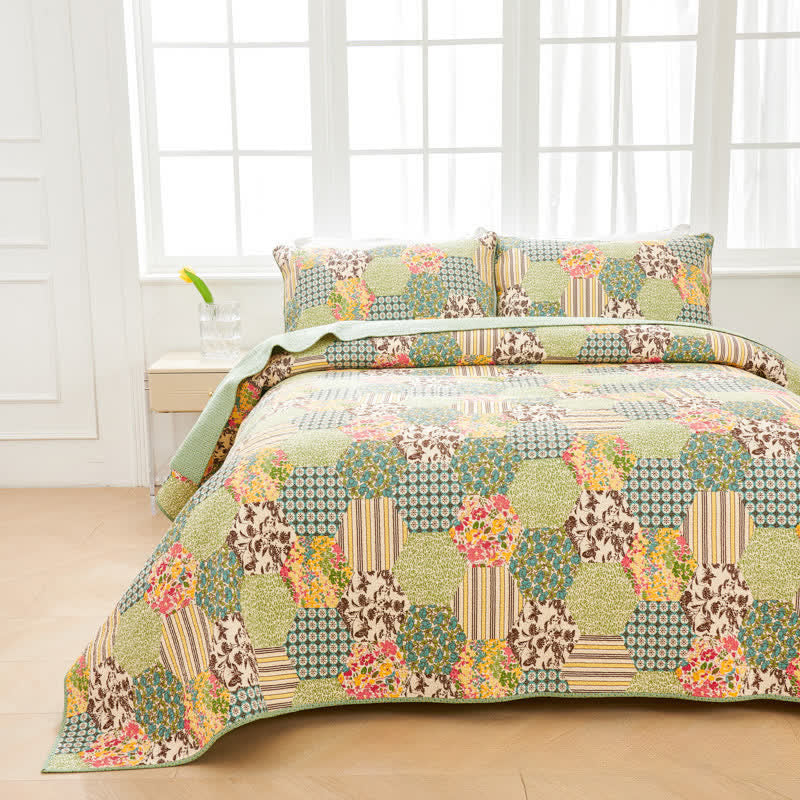 Set copriletto trapuntato in cotone patchwork Ownkoti (3 pezzi) - Matrimoniale Grande - image 0