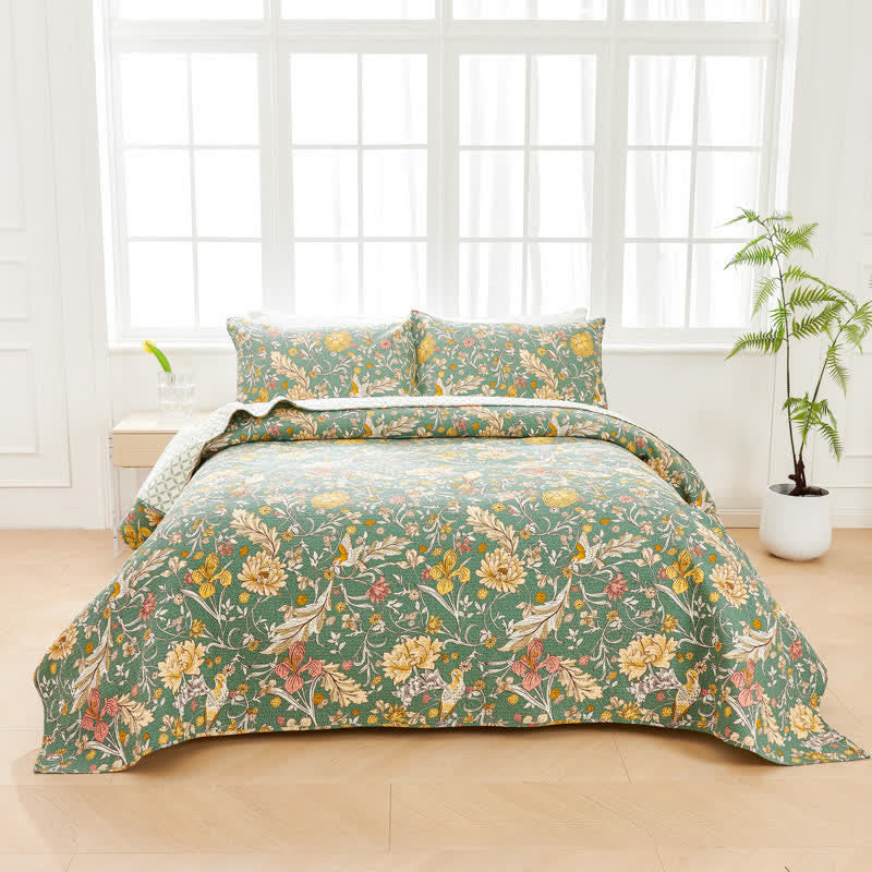 Copriletto trapuntato floreale Ownkoti William Morris (3 pezzi) - image 1