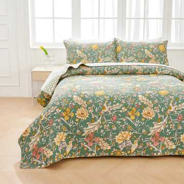 Copriletto trapuntato floreale Ownkoti William Morris (3 pezzi) - Matrimoniale Grande - image 0