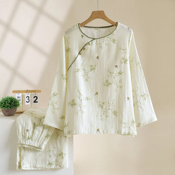 Loungewear in cotone con farfalle di bambù di ispirazione orientale Ownkoti - XL - image 0