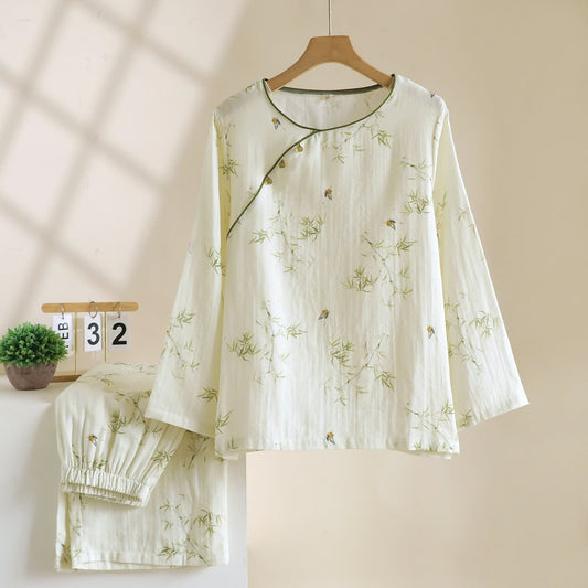 Loungewear in cotone con farfalle di bambù di ispirazione orientale Ownkoti - XL - image 0