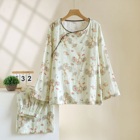 Abbigliamento da casa in cotone con motivo Apple Rabbit di ispirazione orientale di Ownkoti - XL - image 0