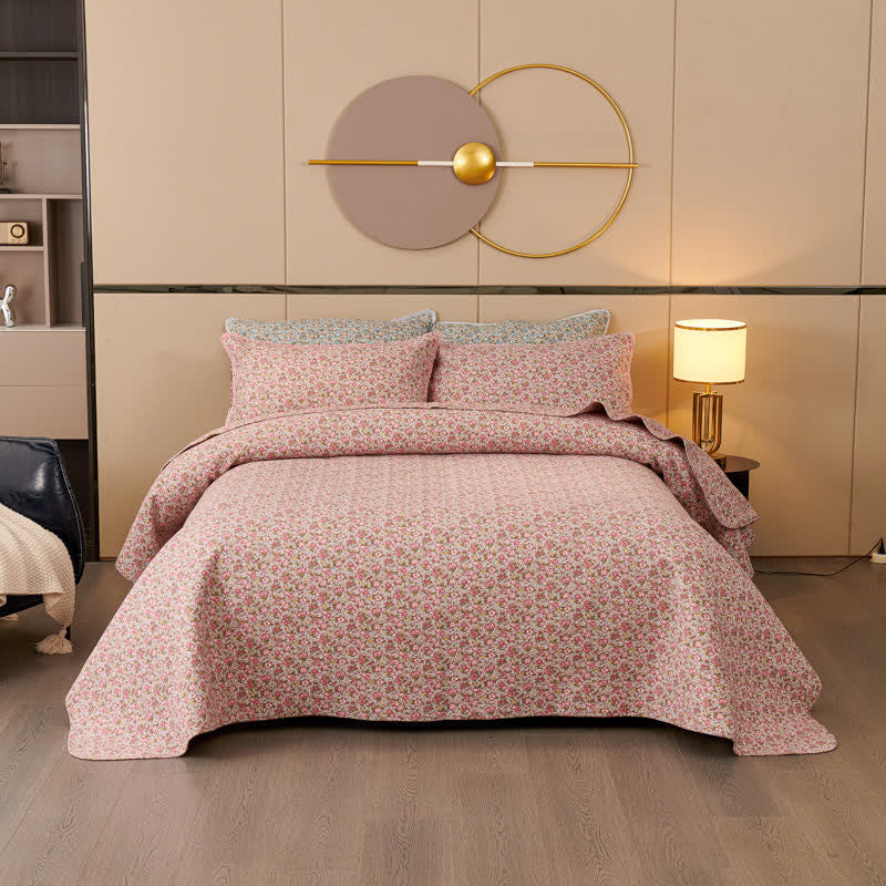 Set copriletto trapuntato floreale in cotone Ownkoti (3 pezzi) - image 1