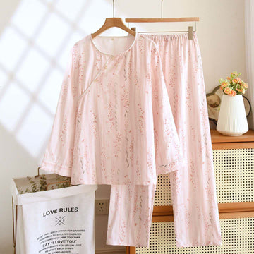 Loungewear in cotone a righe e motivi floreali di ispirazione orientale Ownkoti - XL - image 0