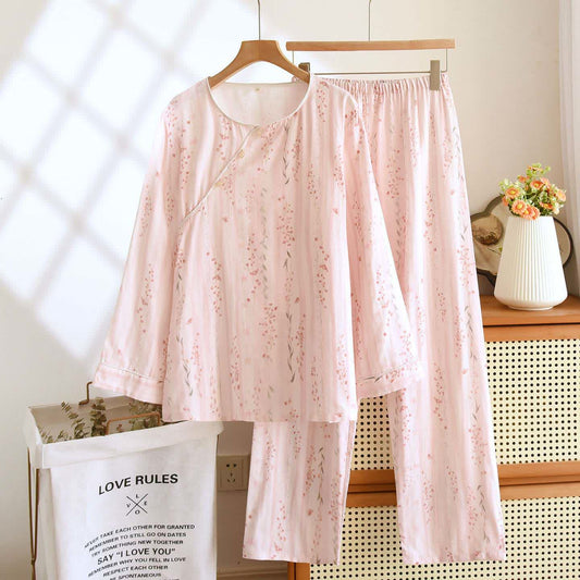 Loungewear in cotone a righe e motivi floreali di ispirazione orientale Ownkoti - XL - image 0