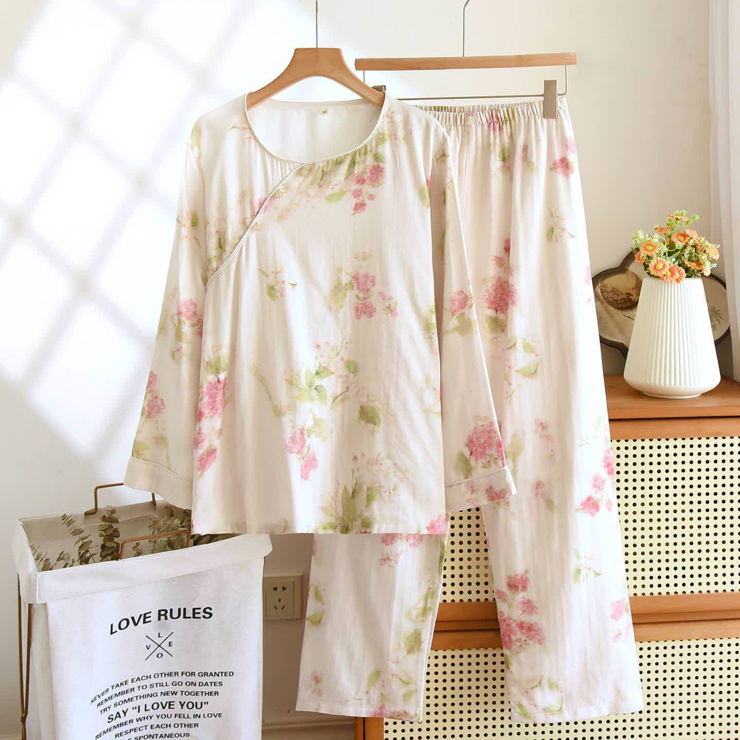 Loungewear in cotone con motivo peonia di ispirazione orientale di Ownkoti - XL - image 0