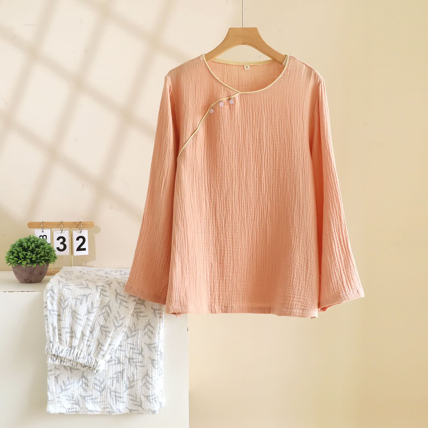 Loungewear in cotone con foglie di ispirazione orientale Ownkoti - Rosa - XL - image 2