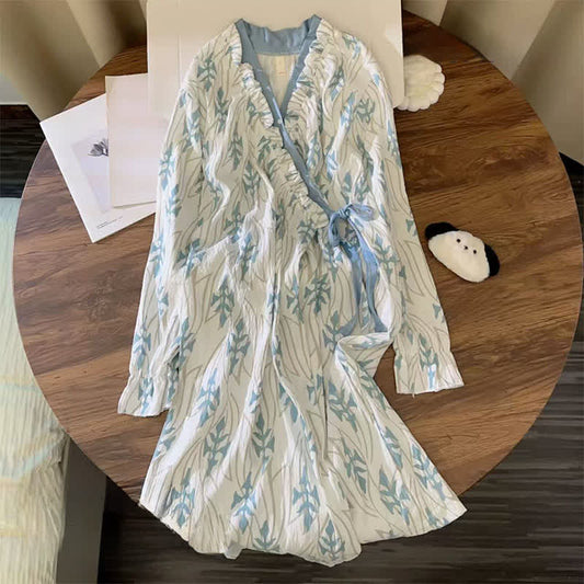 Camicia da notte a maniche lunghe con volant ispirata alle foglie di Ownkoti - 2XL - image 0