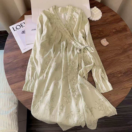 Camicia da notte con volant e maniche lunghe a fiori Ownkoti - 2XL - image 0