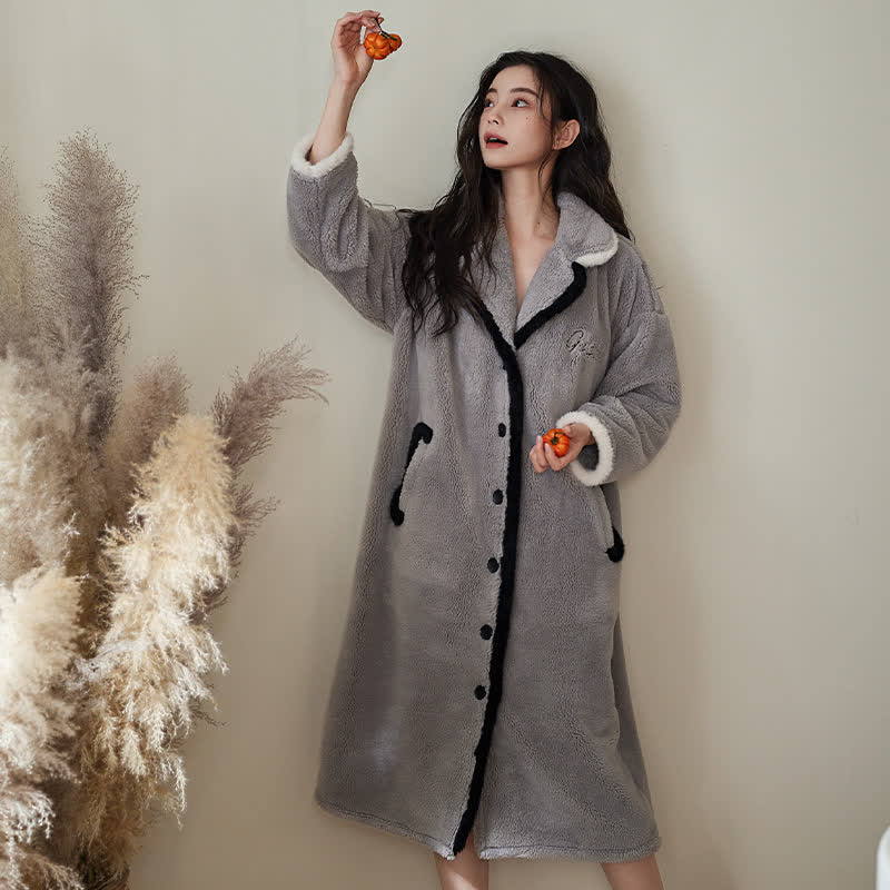 Accappatoio per coppia in peluche grigio Ownkoti - Grigio - Donne: XL - image 6