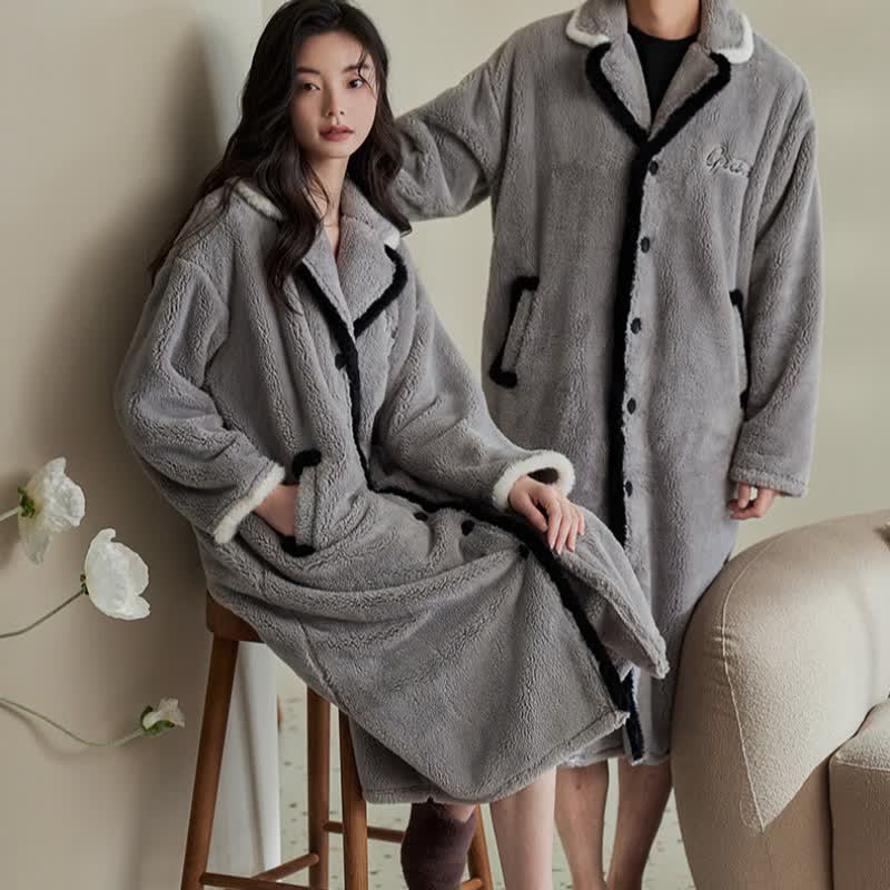 Accappatoio per coppia in peluche grigio Ownkoti - image 0