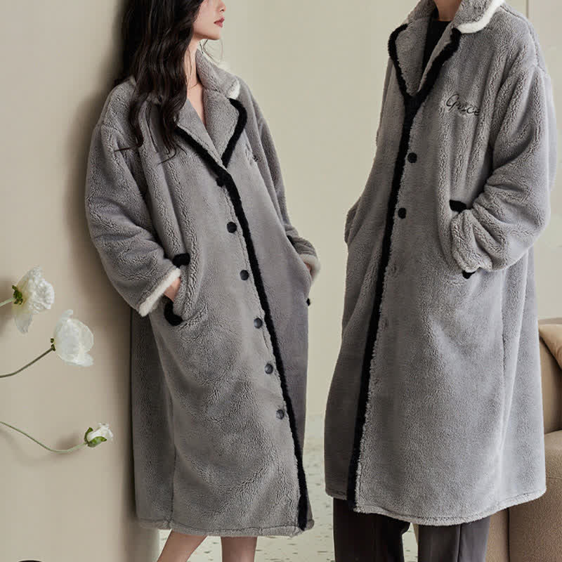 Accappatoio per coppia in peluche grigio Ownkoti - image 1