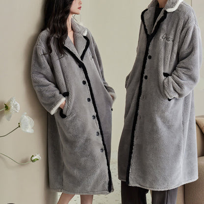 Accappatoio per coppia in peluche grigio Ownkoti - image 1