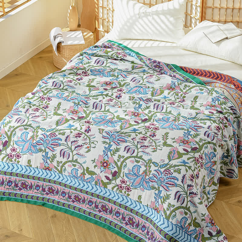 Coperta in garza di puro cotone con motivo floreale Ownkoti - image 2