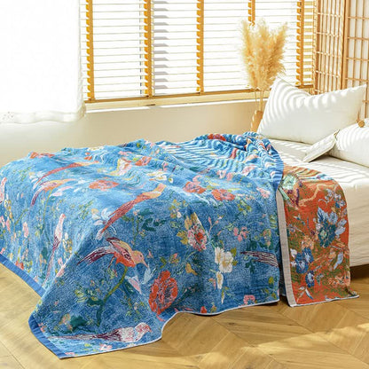 Coperta in garza di cotone con motivo floreale artistico Ownkoti - image 4